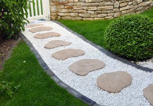 Einbau von Kantensteinen oder Rasensteinen für einen gepflegten Garten bei den Garten Profis